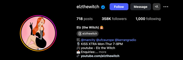 Elz the Witch IG profile