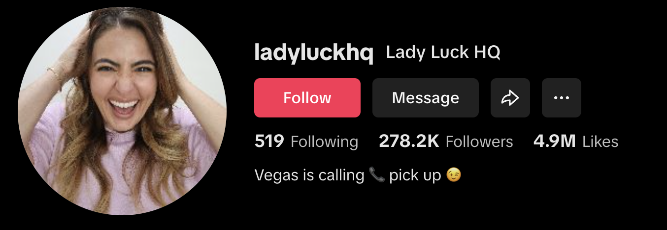 Lady Luck HQ TikTok profile
