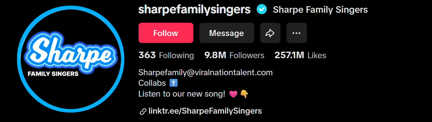 Sharpe Family TikTok profile